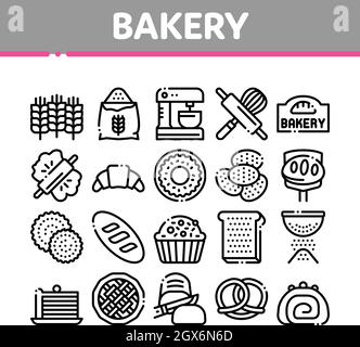 Bakery Tasty Food Collection Icons Set Vector Stock Vector