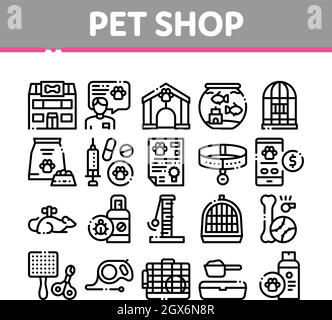 Pet Shop Collection Elements Icons Set Vector Stock Vector