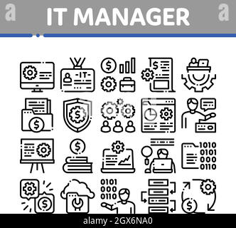 It Manager Developer Collection Icons Set Vector Stock Vector