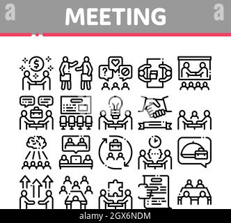 Business Meeting Conference Icons Set Vector Stock Vector