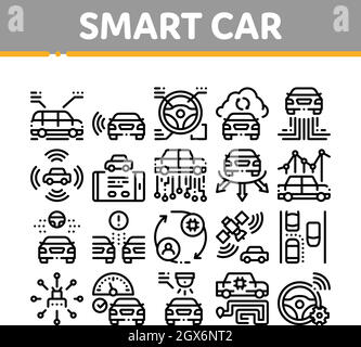 Smart Car Technology Collection Icons Set Vector Stock Vector