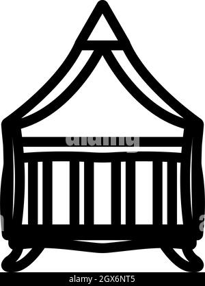 Crib With Canopy Icon Stock Vector