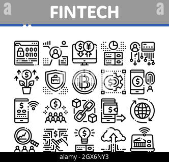 Fintech Innovation Collection Icons Set Vector Stock Vector