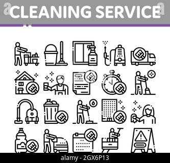Cleaning Service Tool Collection Icons Set Vector Stock Vector