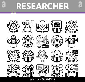 Researcher Business Collection Icons Set Vector Illustrations Stock Vector
