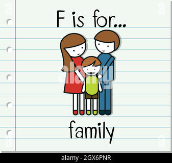 Flashcard letter F is for family Stock Vector