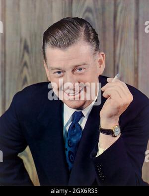 Arthur Godfrey (1903-1983), American Radio and Television Broadcaster and Entertainer, half-length Portrait with Cigarette, Harry Warnecke, 1947 Stock Photo