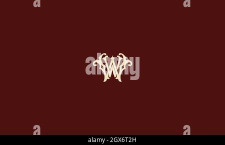 LETTERS WW LOGO DESIGN WITH NEGATIVE SPACE EFFECT FOR ILLUSTRATION Stock Vector