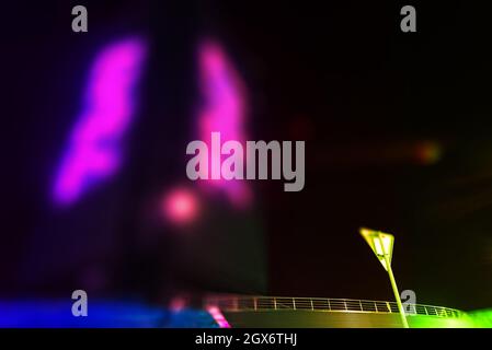 Abstract bokeh night city. Blurred background of night city. Stock Photo