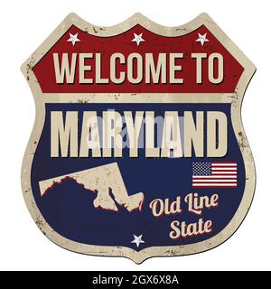 Maryland map on road sign. Welcome to State of Maryland. Vector ...