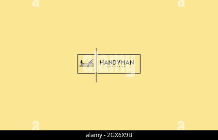 handyman logo design with negative space effect for illustration use Stock Vector