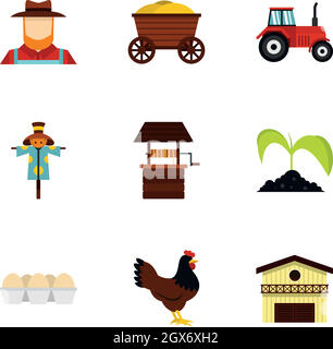Vector illustration of farmer with hen and cow at farm Stock Vector ...