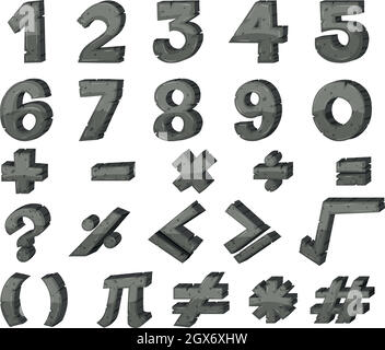 Font design for numbers and math signs illustration Stock Vector Image ...