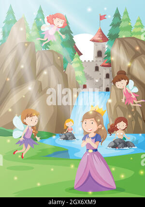 A princess in fantasy land Stock Vector