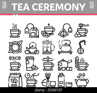 Tea Ceremony Tradition Collection Icons Set Vector Stock Vector