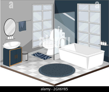 Bathroom interior with furniture modern style Stock Vector