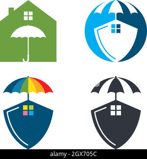 umbrella house logo  vector icon of insurance  illustration Stock Vector