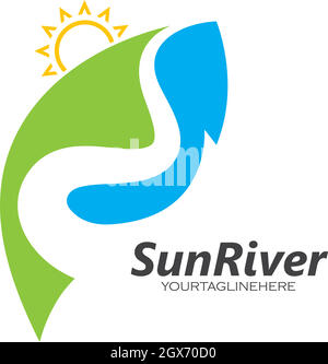 sun river logo icon vector illustration Stock Vector