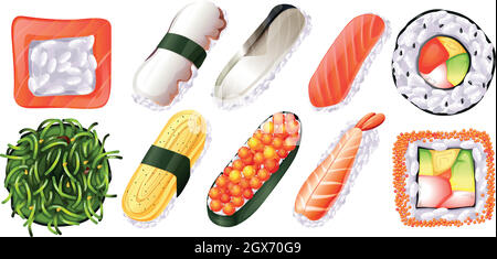 Set of sushi on white background Stock Vector