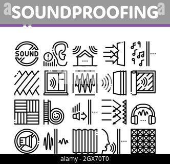 Soundproofing Building Material Icons Set Vector Stock Vector