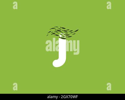 LETTER J LOGO WITH FISH ICON FOR ILLUSTRATION USE Stock Vector