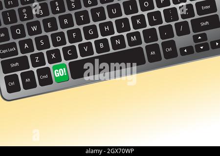 GO button in green on a computer keyboard - Vector Illustration Stock Vector