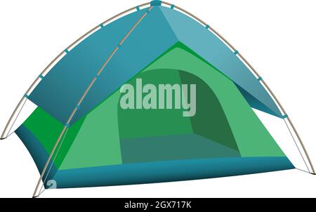 Dome camping tent in green and blue - Vector Illustration Stock Vector