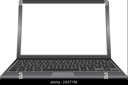 Dark grey laptop with blank screen isolated on white background - Vector Illustration Stock Vector