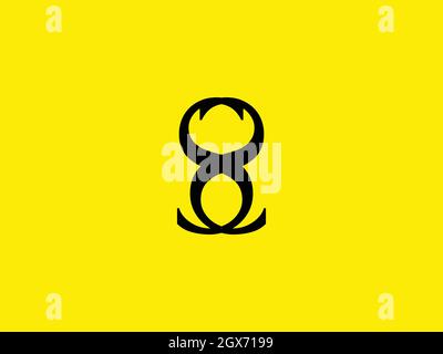 LETTER 8 LOGO DESIGN WITH NEGATIVE SPACE EFFECT FOR ILLUSTRATION Stock Vector