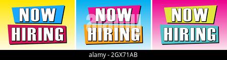 Now Hiring color collection - Vector Illustration Stock Vector