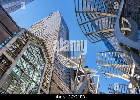 Calgary, Alberta, Canada - 27 September 2021:  Galleria Trees on Stephen Avenue walking street in Downtown Calgary Stock Photo