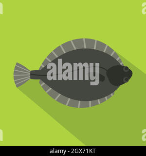 Flounder fish icon, flat style Stock Vector