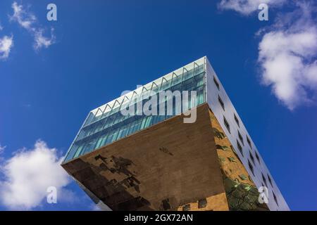 nhow Berlin hotel modern abstract architecture blue sky, Berlin, Germany, Europe Stock Photo