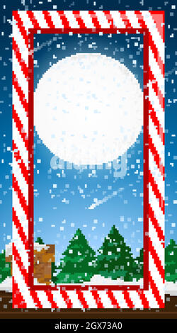 Frame template with fullmoon in winter Stock Vector