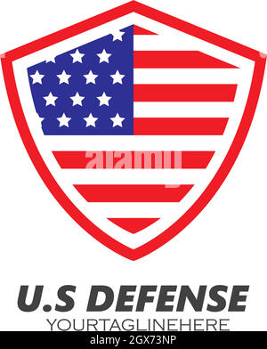 u.s.a flag shield defense vector illustration design Stock Vector
