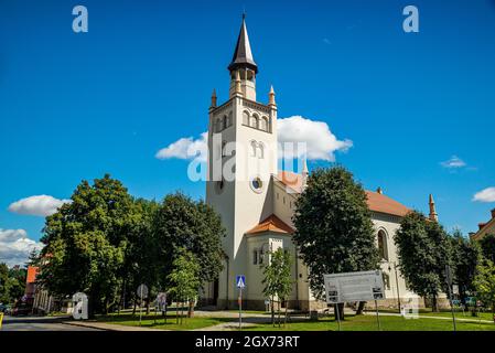 Bolkow, Poland - August 08, 2021. The former Evangelical Church of Holy Trinity Stock Photo