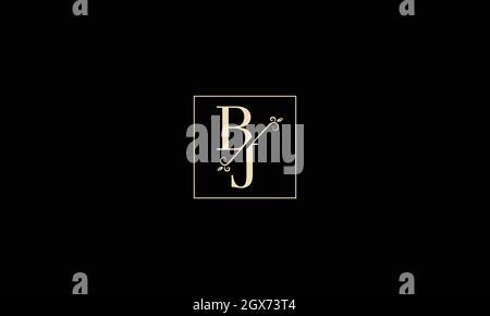 LETTERS B J LOGO DESIGN WITH NEGATIVE SPACE EFFECT FOR ILLUSTRATION USE Stock Vector