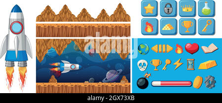 Space galaxy game template Stock Vector