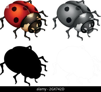 Set of lady bugs Stock Vector