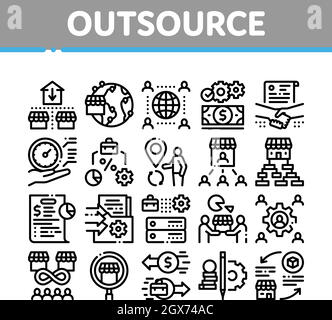 Outsource Management Collection Icons Set Vector Stock Vector