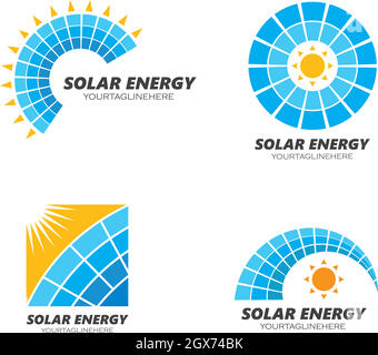 solar panel logo vector icon of natural energy Stock Vector
