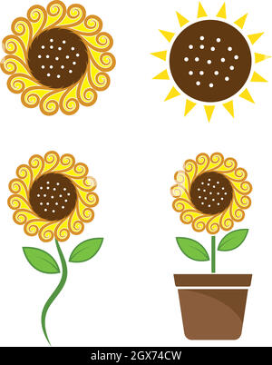 Sunflower logo icon vector Stock Vector