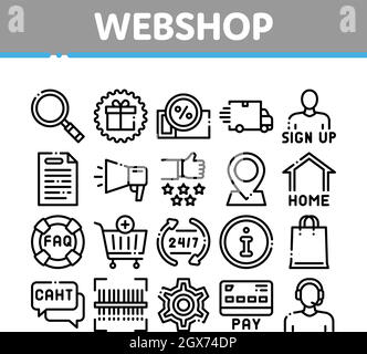 Webshop Internet Store Collection Icons Set Vector Stock Vector
