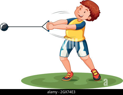 Man doing hammer throw Stock Vector