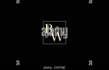 LETTERS B W LOGO DESIGN WITH NEGATIVE SPACE EFFECT FOR ILLUSTRATION USE Stock Vector