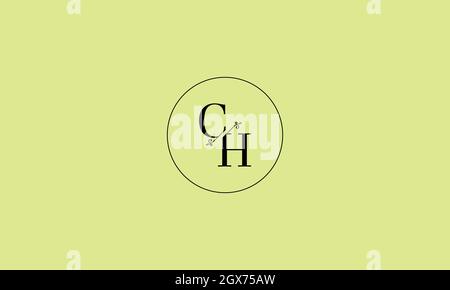 LETTERS CH LOGO DESIGN WITH NEGATIVE SPACE EFFECT FOR ILLUSTRATION USE Stock Vector