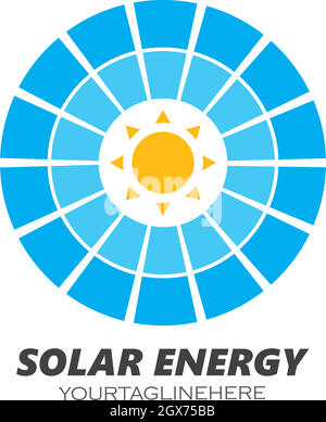 solar panel logo vector icon of natural energy Stock Vector