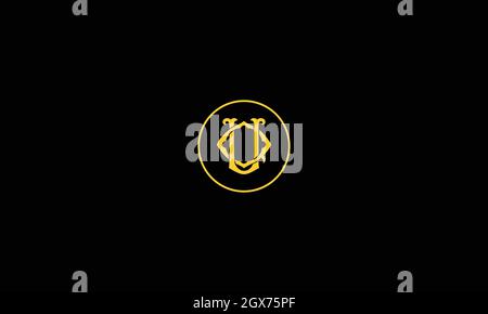 letters qu logo design with negative space effect for illustration use Stock Vector