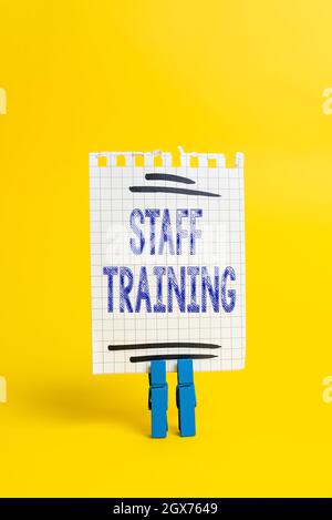 Conceptual caption Staff Training. Word Written on A program that helps employees to learn specific knowledge Colorful Idea Presentation Displaying Stock Photo