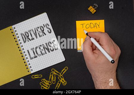 Handwriting text Driver S License. Conceptual photo a document permitting a person to drive a motor vehicle Multiple assorted collection office Stock Photo